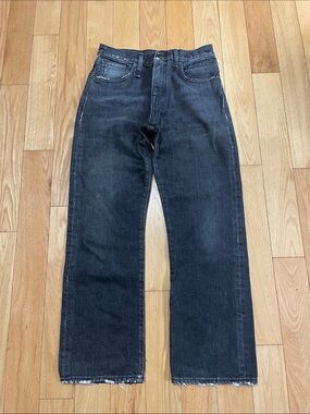 R13 Men's Black Washed Relaxed Straight Jeans